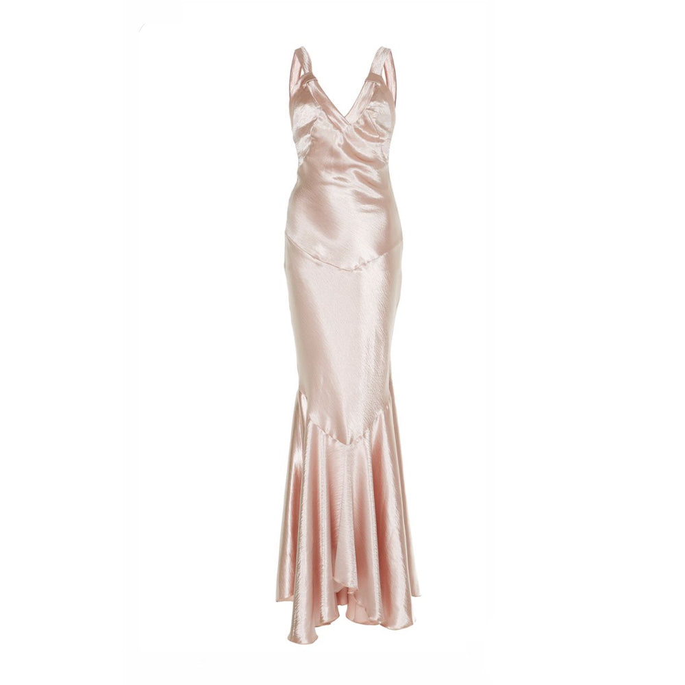 Baby Pink Silk Maxi Dress