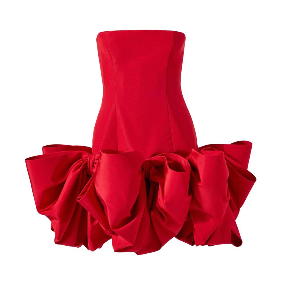 Bow Detailed Silk Mini Dress