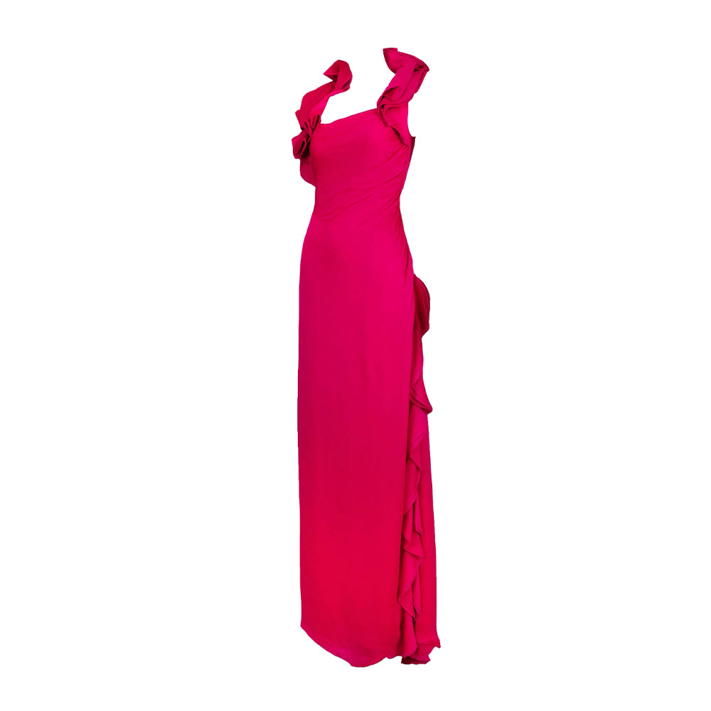 2000 s/s Fuchsia Silk Evening Gown.