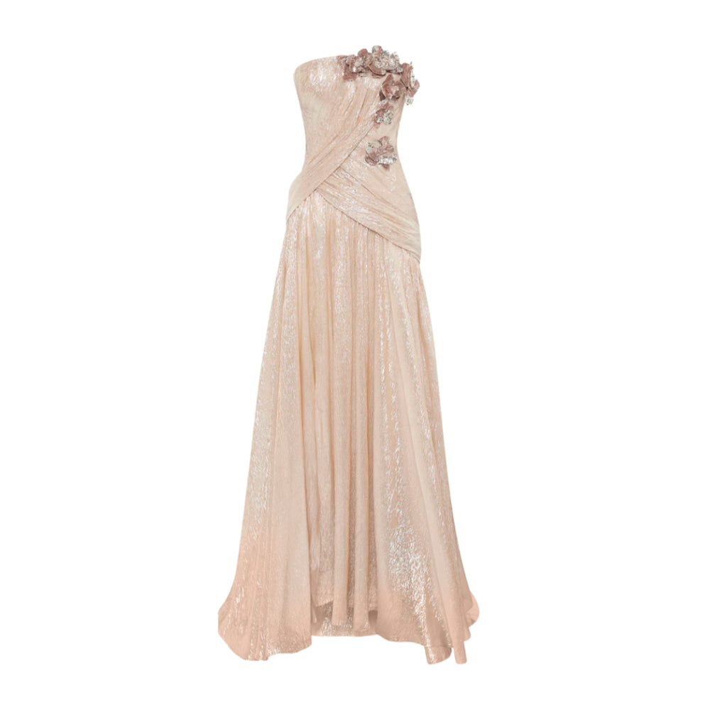 Orchid Embroidered Silk Chiffon Gown