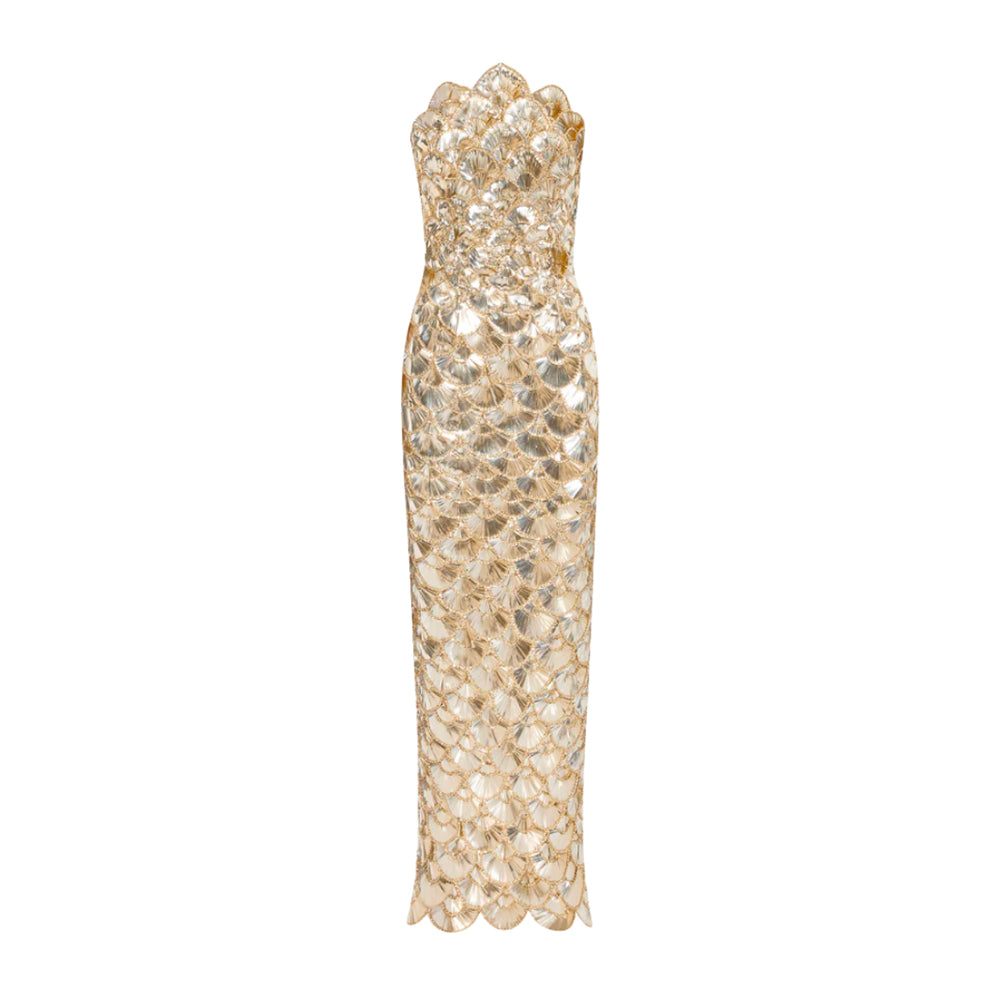 Sequin-Scallop Embroidered Gown.