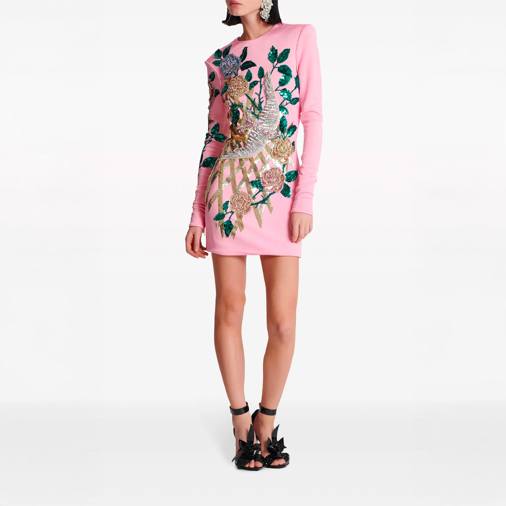 Long-Sleeved Sequinned Minidress